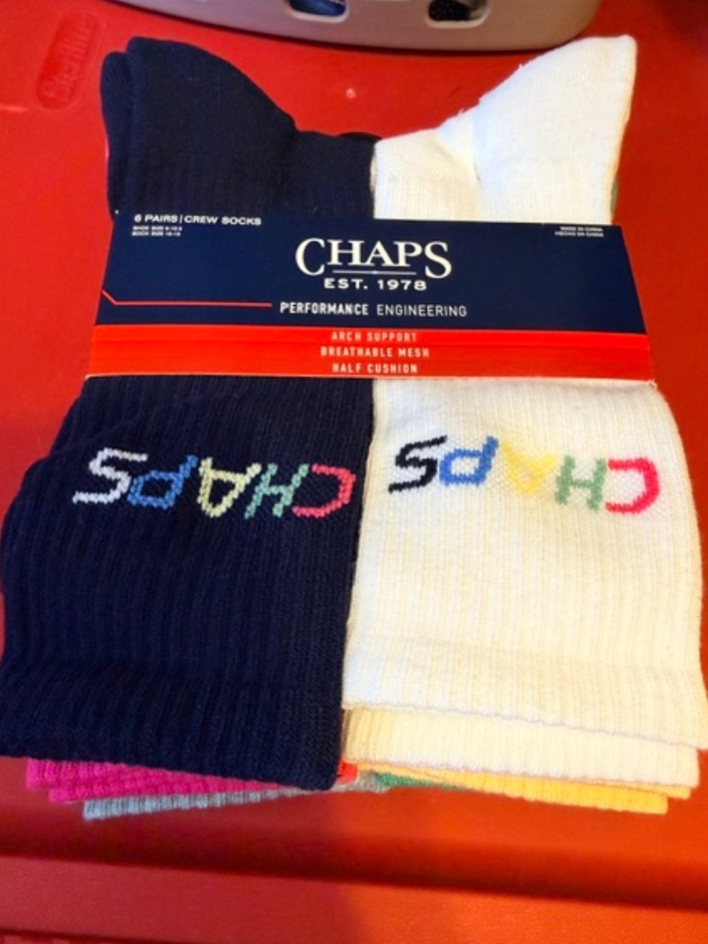 CHAPS Arch support crew socks (6 pr)